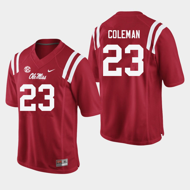 Men #23 Khari Coleman Ole Miss Rebels College Football Jerseys Sale-Red - Click Image to Close